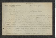 Nachlass Franz Steindachner, Brief von G. Elliot an Franz Steindachner (09.11.1900), Inv.Nr. 126.01, Seite 1